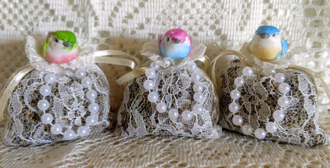 A Little Birdie Told Me Lavender Sachets Set of 3-Roses And Teacups
