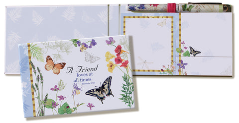 A Friend Loves at All Time Sticky Pad Pen Set - Roses And Teacups 