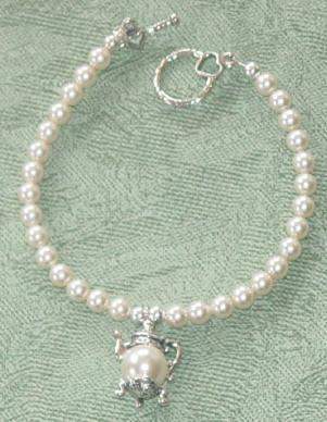 Adult Faux Pearl Teapot Charm Bracelet - Only 1 Available!