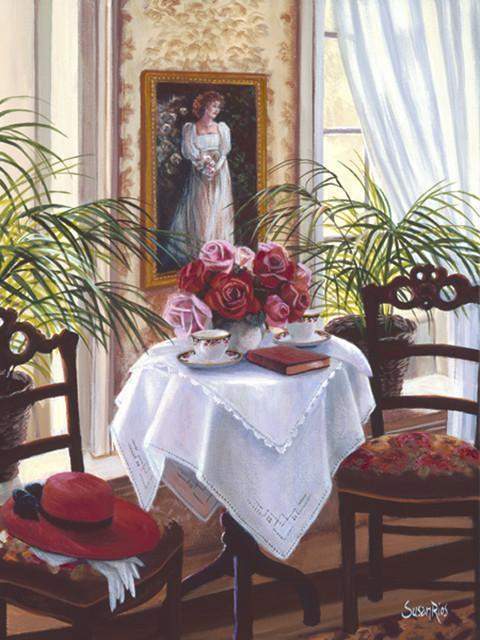An Elegant Afternoon Susan Rios Keepsakes 8 x 10-Roses And Teacups