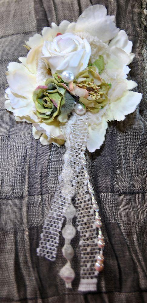 Angelic Corsage Brooch-Roses And Teacups