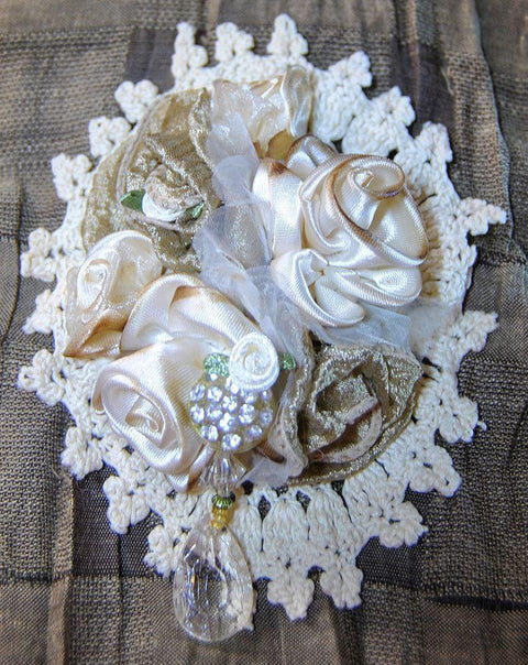 Angelina Corsage Brooch-Roses And Teacups