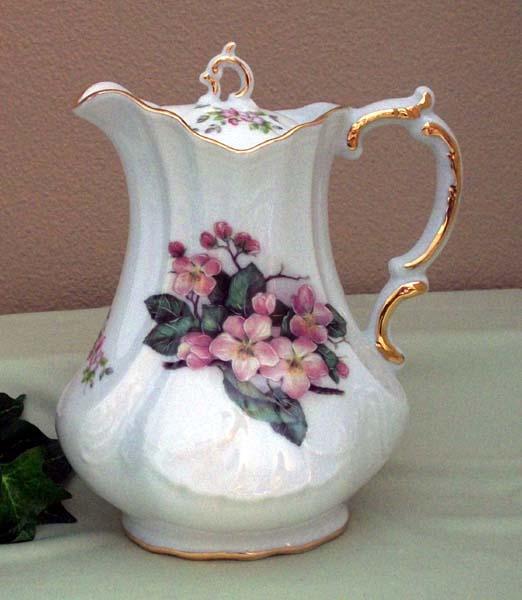 Antique Scroll Peach Blossom Porcelain Teapot-Roses And Teacups