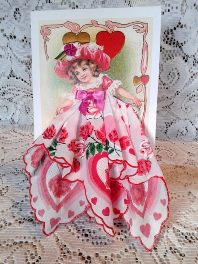 Be My Valentine Hankie Card - Only 5 Left!-Roses And Teacups