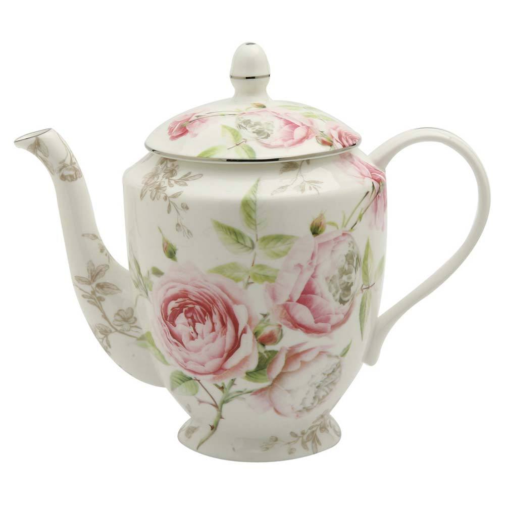 Beau Rose Bone China Teapot-Roses And Teacups
