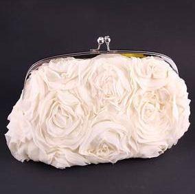 Bed of Roses Satin Clutch Purse-Roses And Teacups