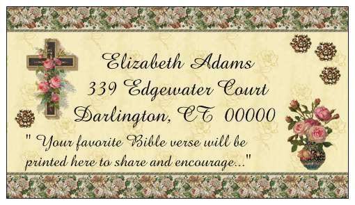 "Bible Verse" Custom Printed Victorian Calling Cards 250-Roses And Teacups