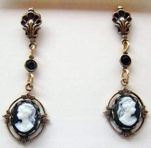 Black Cameo Dangle Earrings - 2 Left!