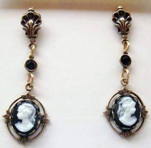 Black Cameo Dangle Earrings - 2 Left!-Roses And Teacups