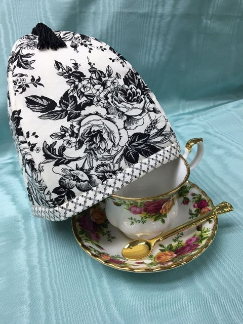 Black Rose Tea Cup Cozy Cover-Roses And Teacups