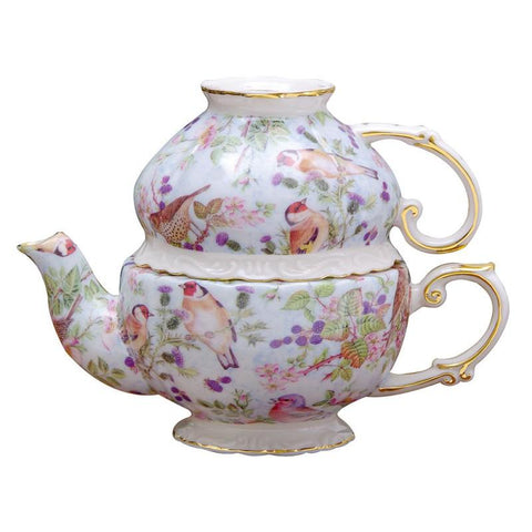 Blue Bird Porcelain Tea For One-Roses And Teacups