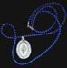 Blue Floral Sterling and China Pendant with Blue Agate Beads