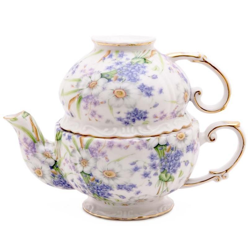 Blue Violet Bouquet Tea For One-Roses And Teacups