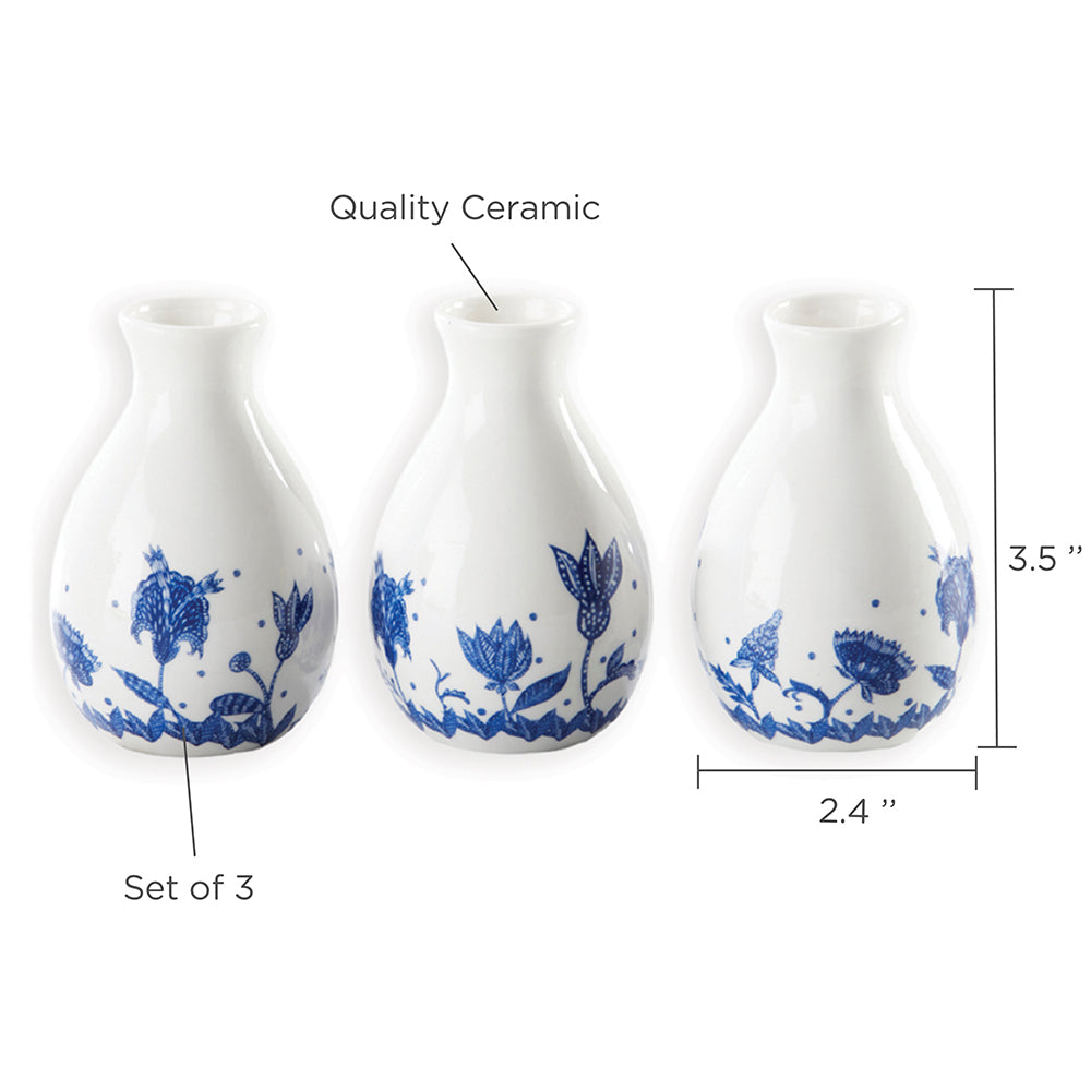 Blue Willow Ceramic Bud Vases Details