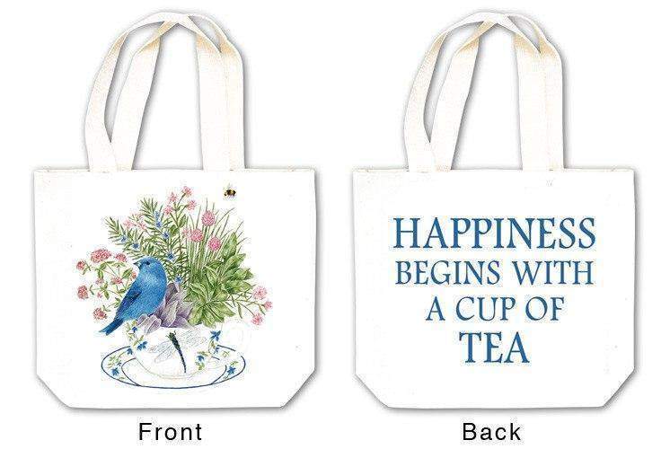 Bluebird Tea Gift Favor Tote with Tea and Spiced Tea Cup Coaster Mat-Roses And Teacups