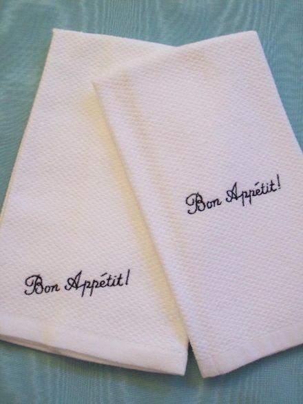 Bon Appetit Embroidered Waffle Weave Drying Towel-Roses And Teacups