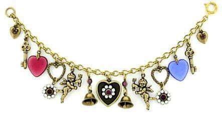 Brass Cherub Heart and Bells Bracelet - Rare and Limited!!!-Roses And Teacups