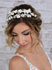 Bridal Tiara Wedding Crown with Soft Ivory Resin Florals & Matte Silver Flowers 4635T-I-S-Roses And Teacups
