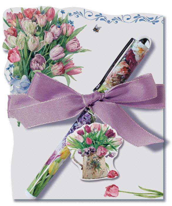 Bumble Bee and Tulips Die Cut Note Pad and Pen Set-Roses And Teacups