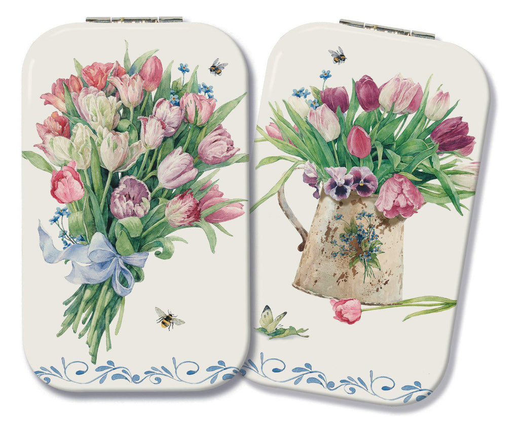 Bumble Bees and Tulips Compact Mirror-Roses And Teacups