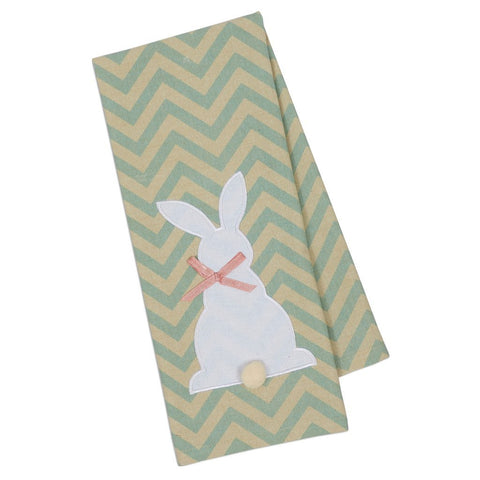 Bunny Chevron Embellished Dishtowel