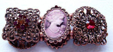 Burgandy Cameo Jewelry Stretch Bracelet