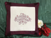 Burgundy Embroidered Merry Christmas Pillow with Swarovski Crystals-Roses And Teacups