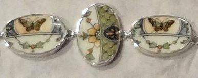 Butterflies Silver Plate and China Bracelet-Roses And Teacups