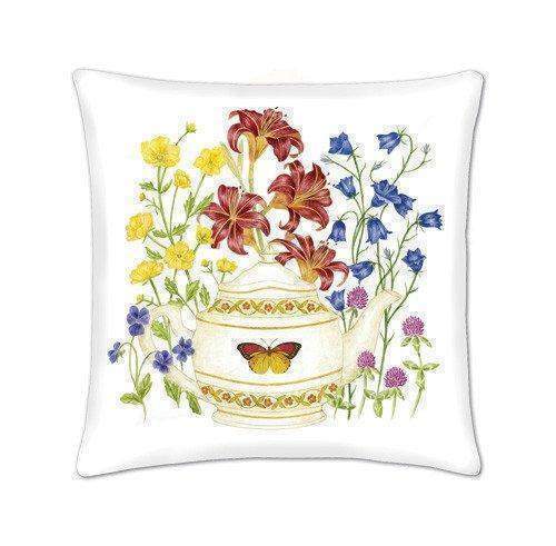 Butterfly Teapot Accent Pillow-Roses And Teacups