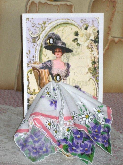 Cameo Victorian Lady Any Occasion Hankie Card - Limited Supply