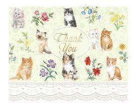 Carol Wilson Carol's Rose Garden Kittens Thank You Cards-Roses And Teacups