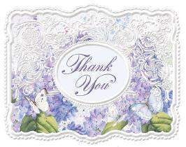 Carol Wilson Carol's Rose Garden Lilacs and Butterflies Thank You Cards-Roses And Teacups