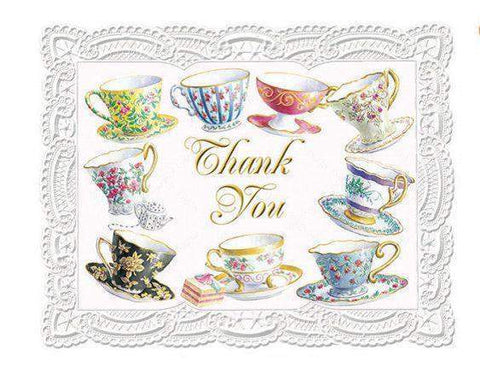 Carol Wilson Carol's Rose Garden Teacups Thank You Cards-Roses And Teacups