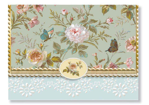Carol Wilson Classic Butterflies and Roses Note Card Portfolio-Roses And Teacups