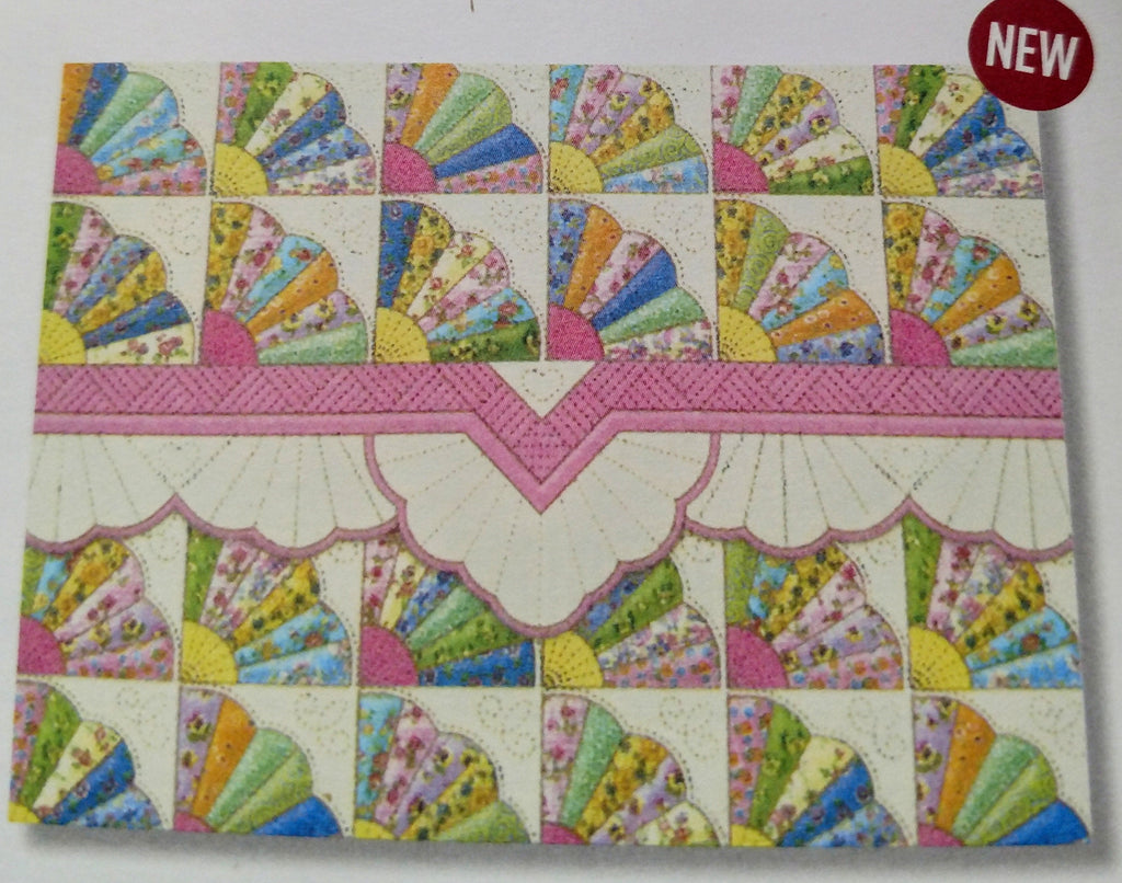 Carol Wilson Fan Quilt Note Card Portfolio-Roses And Teacups