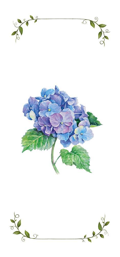 Carol Wilson Fine Arts Tea Towel Blue Hydrangea-Roses And Teacups