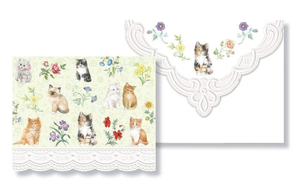 Carol Wilson Kittens Note Card Portfolio-Roses And Teacups