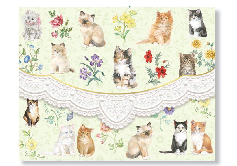 Carol Wilson Kittens Note Card Portfolio-Roses And Teacups