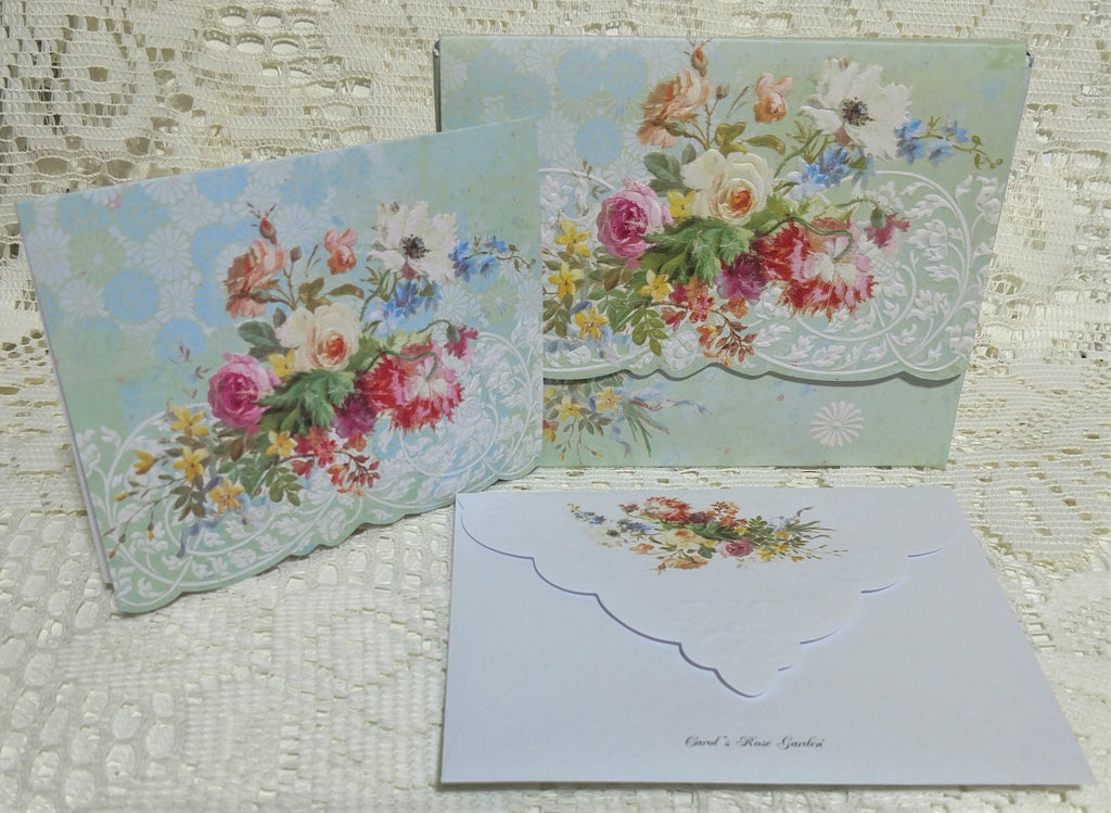 Carol Wilson Market Bouquet Note Card Portfolio-Roses And Teacups