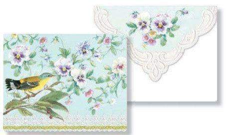 Carol Wilson Pansies and Warbler Note Card Portfolio - Very Limited!-Roses And Teacups