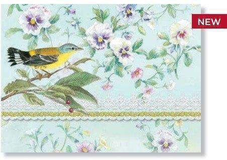 Carol Wilson Pansies and Warbler Note Card Portfolio - Very Limited!-Roses And Teacups