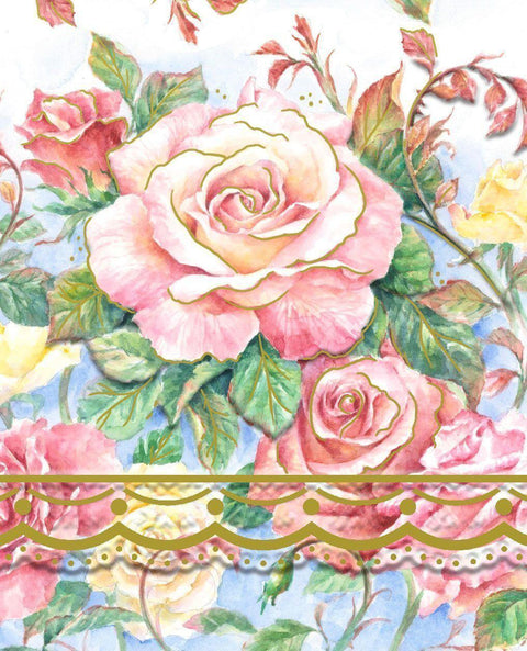 Carol Wilson Pretty Pink Roses Mini Embossed Purse Notepad-Roses And Teacups