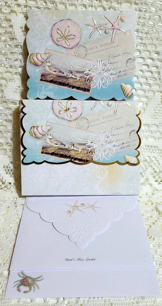 Carol Wilson Sea Side Note Card Portfolio-Roses And Teacups