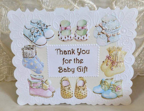 Carol Wilson Thank You For Baby Gift Note Cards-Roses And Teacups