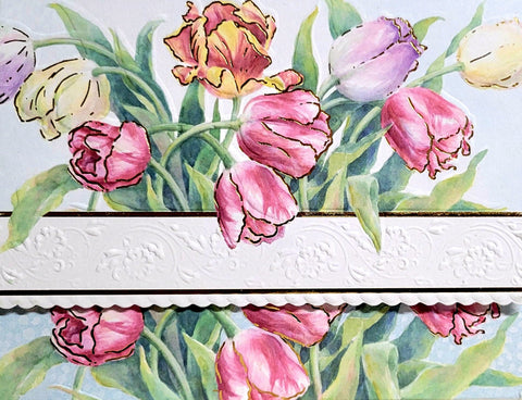 Carol Wilson Tulips Galore Note Card Portfolio-Roses And Teacups