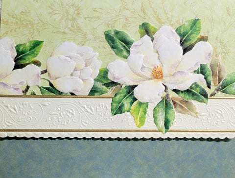 Carol Wilson White Magnolia Note Card Portfolio-Roses And Teacups