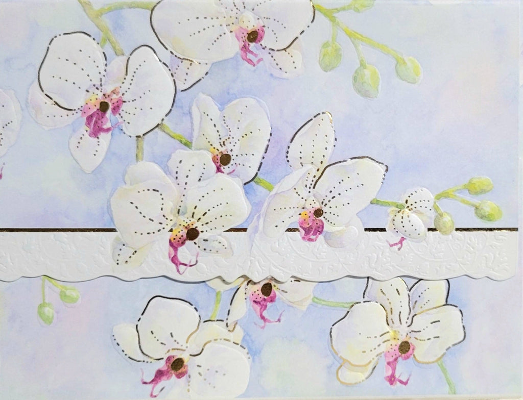 Carol Wilson White Orchid Note Card Portfolio-Roses And Teacups