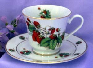 Catherine Porcelain Tea Cup and Saucer Set of 2 - Strawberry-Roses And Teacups