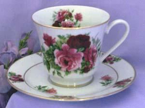Catherine Porcelain Tea Cup and Saucer Set of 2 - Summer Rose-Roses And Teacups
