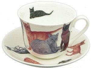 Cats Galore English Bone China Tea Cups Set of 2-Roses And Teacups